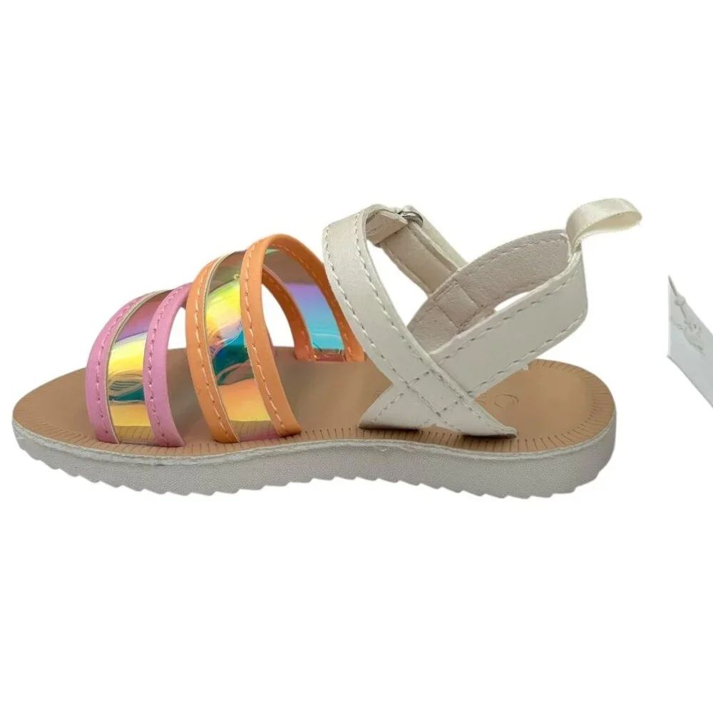 OshKosh Stella Baby-Infant Girls Fashion Sandals Size 5 Gold-White-Pink‎
